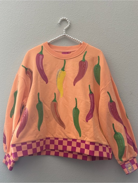 QUEEN OF SPARKLES Tops - BRAND NEW W/TAGS • QUEEN OF SPARKLES • QOS • CHILI PEPPERS SWEATSHIRT • XS